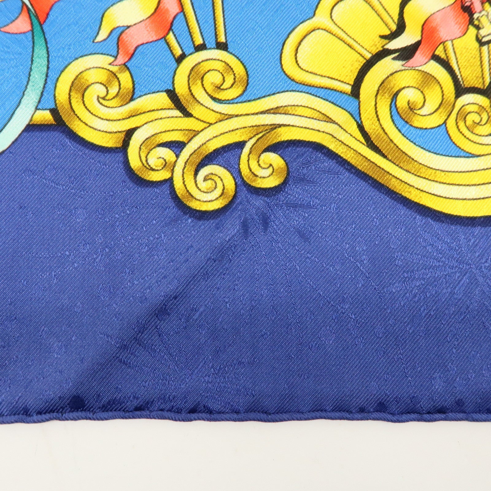 HERMES Carre 90 Silk 100% LUNA PARK Scarf Blue Gold