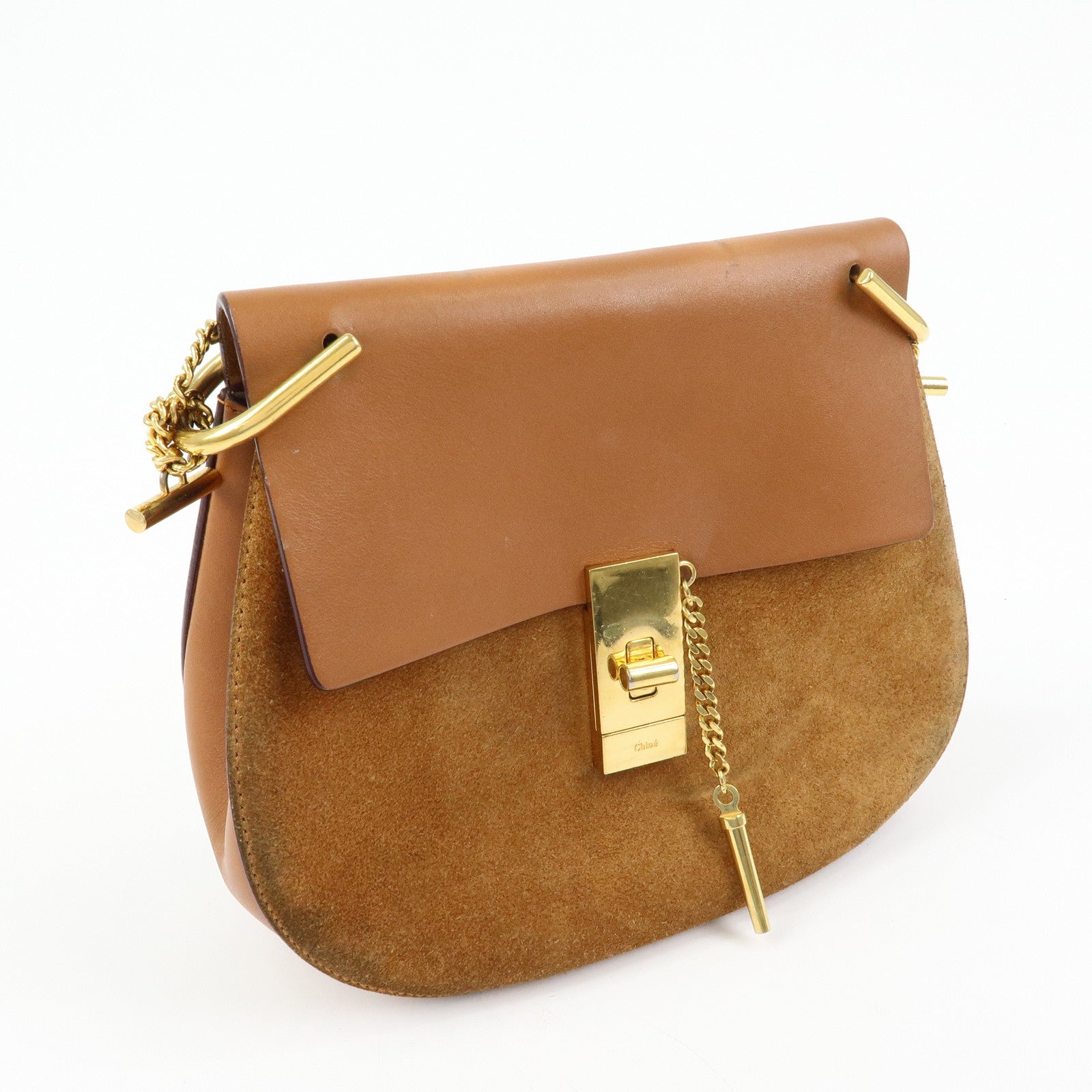 Chloe Drew Leather Suede Shoulder Bag Crossbody Bag Brown