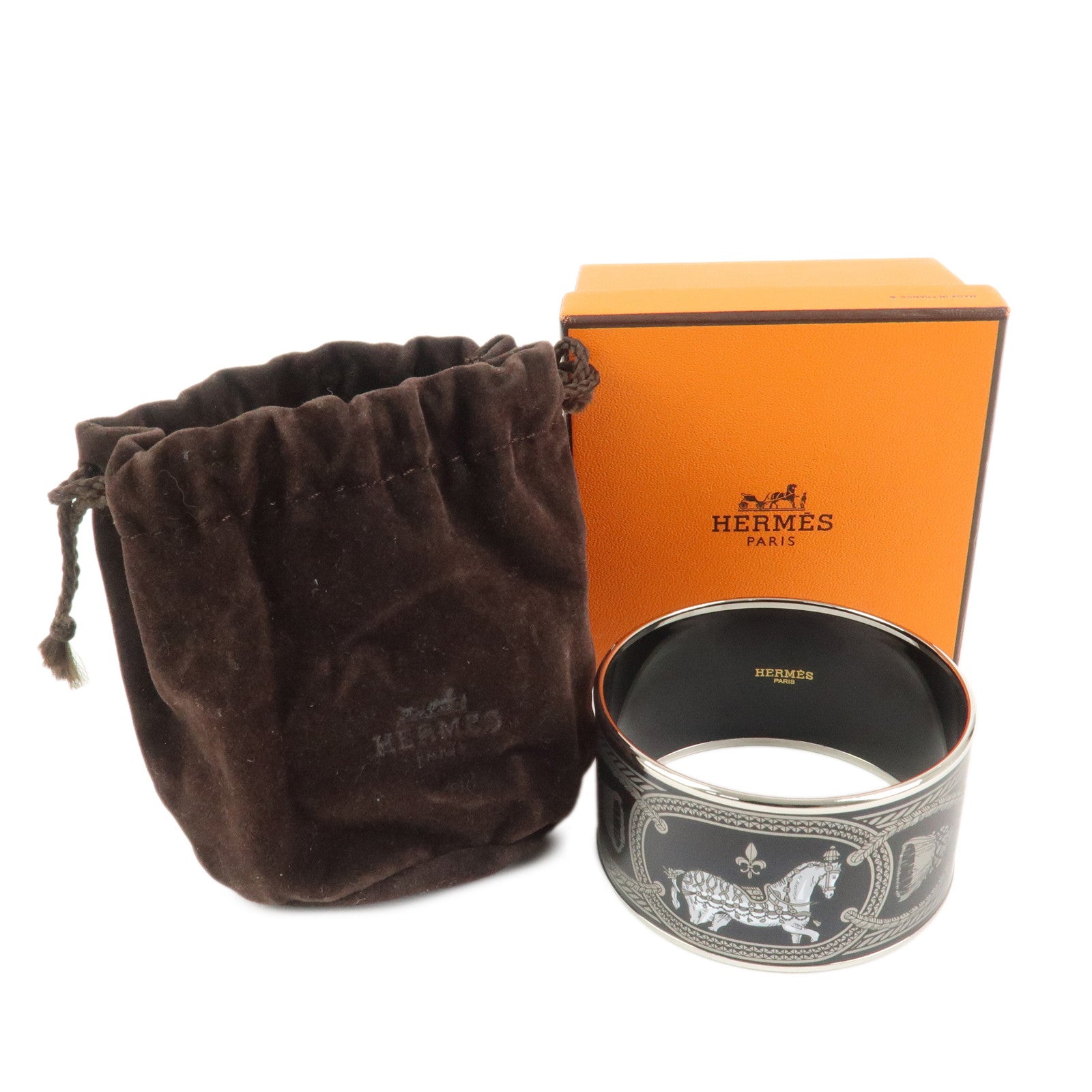 HERMES Email TGM Bangle Bracelet Black