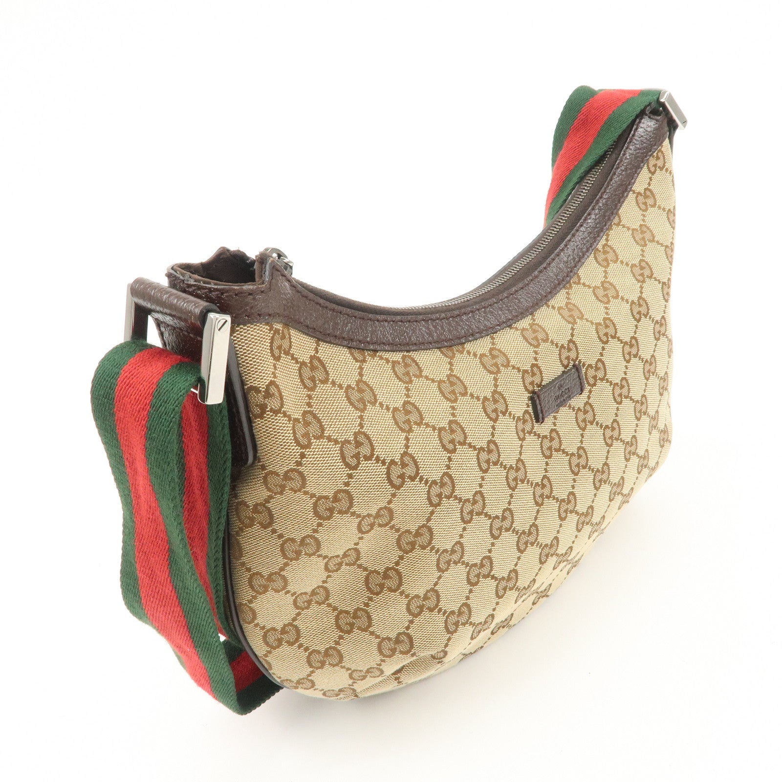 GUCCI Sherry GG Canvas Leather Shoulder Bag Beige Brown 181092