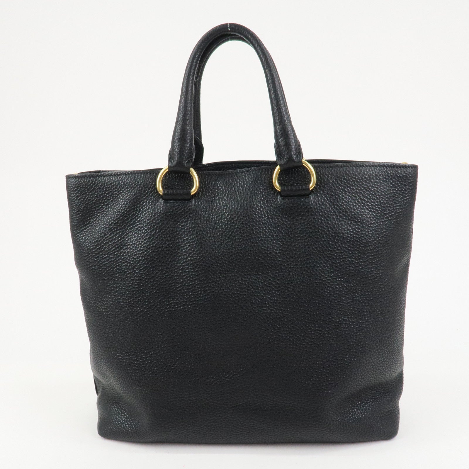 PRADA Vitello Daino Leather 2Way Tote Bag Shoulder Bag Black BN1713
