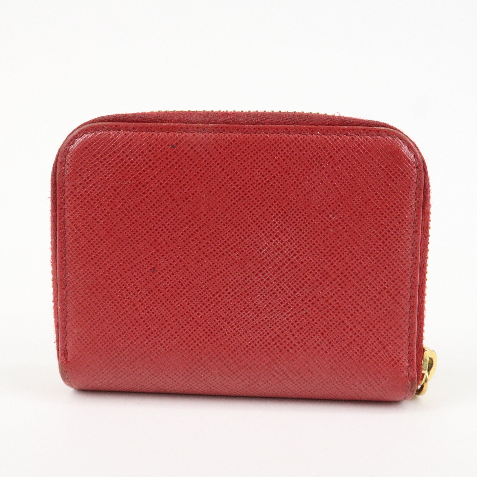 PRADA Triangle Logo Round Zippy Coin Case Red 1MO268 Used