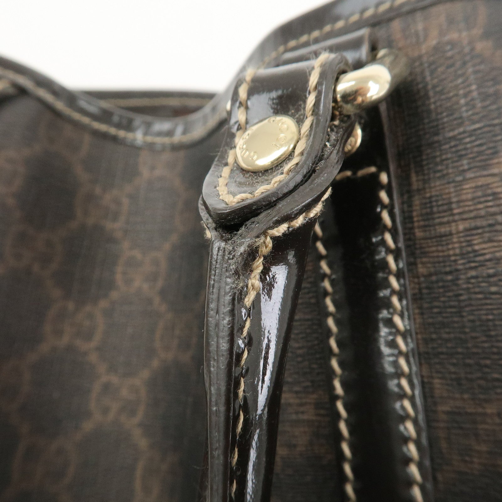 GUCCI GG Supreme Tote Bag Shoulder Bag Dark Brown 197953