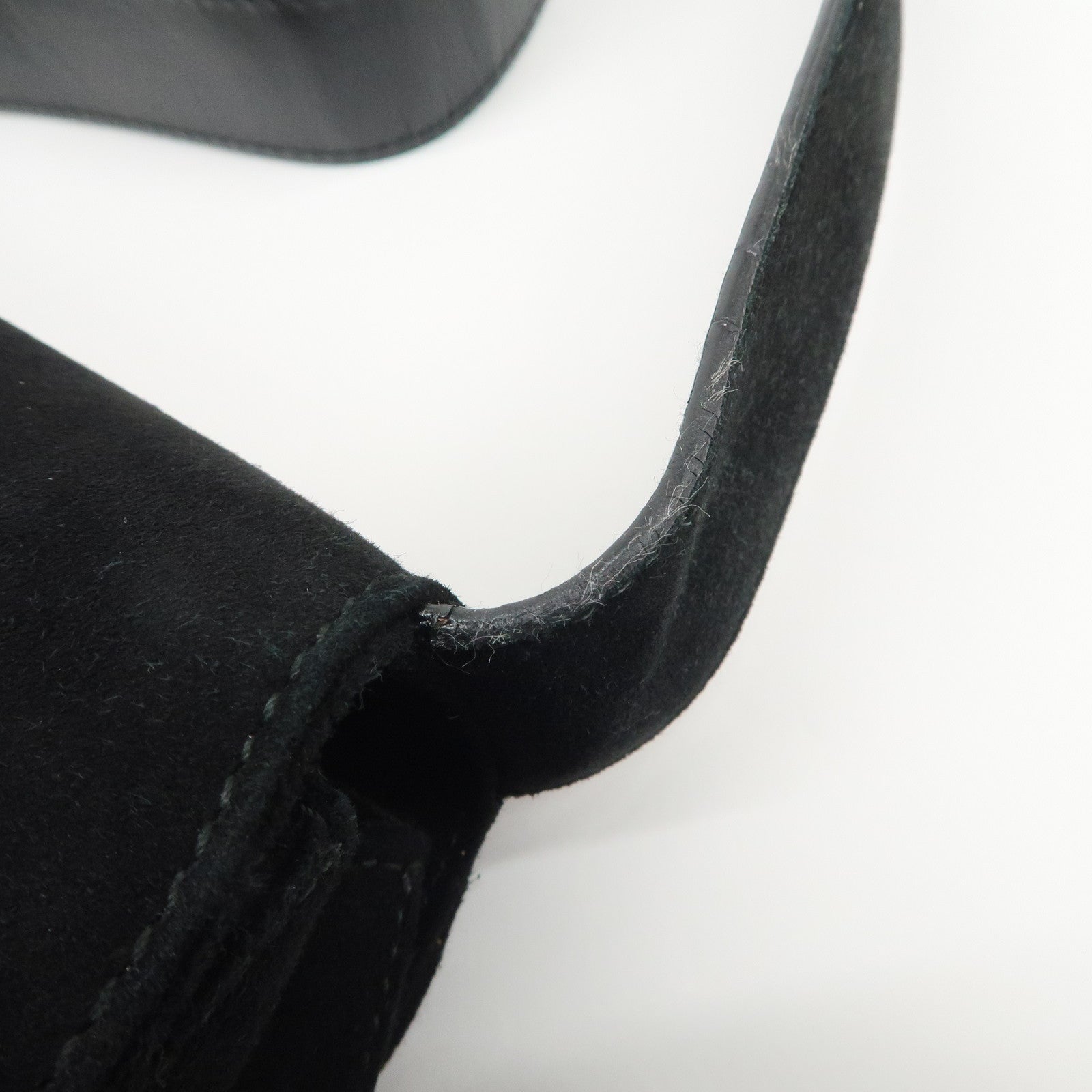 Ferragamo Gancini Suede Leather Shoulder Bag Hand Bag Black