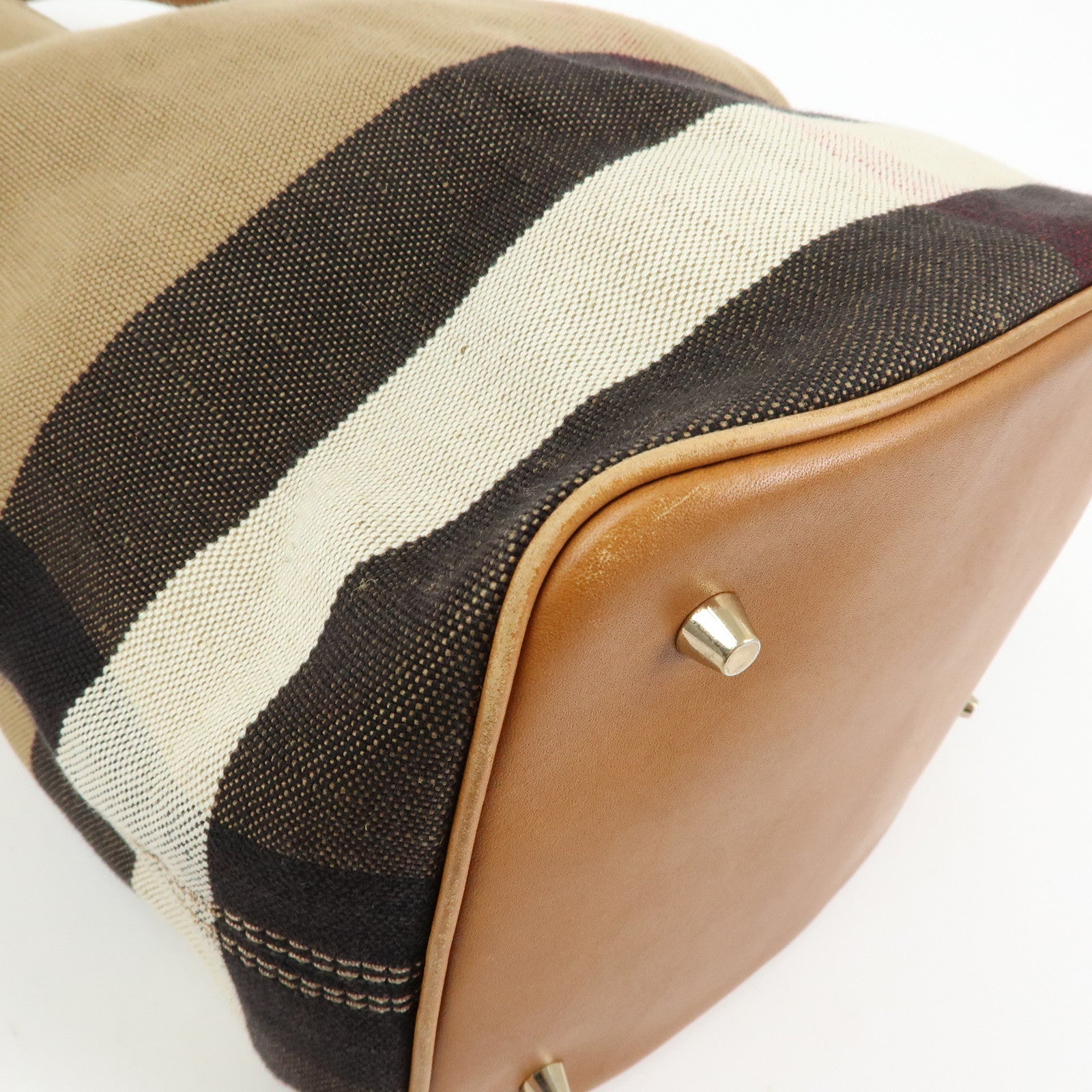 Burberry Nova Plaid Canvas Leather 2Way Shoulder Bag Beige Brown