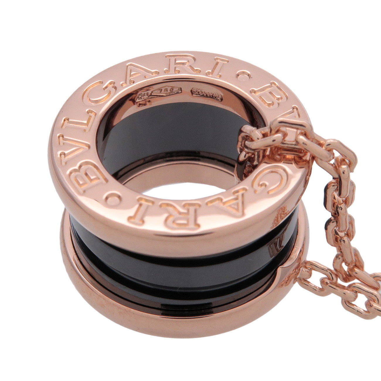 BVLGARI B-zero1 Necklace K18PG 750PG Rose Gold Black Ceramic