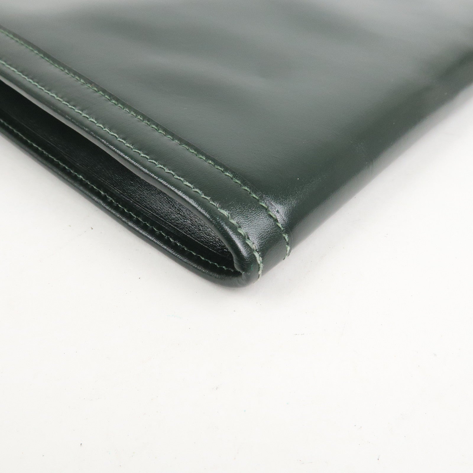 HERMES Box Calf Gige PM Clutch Bag O Stamped Dark Green