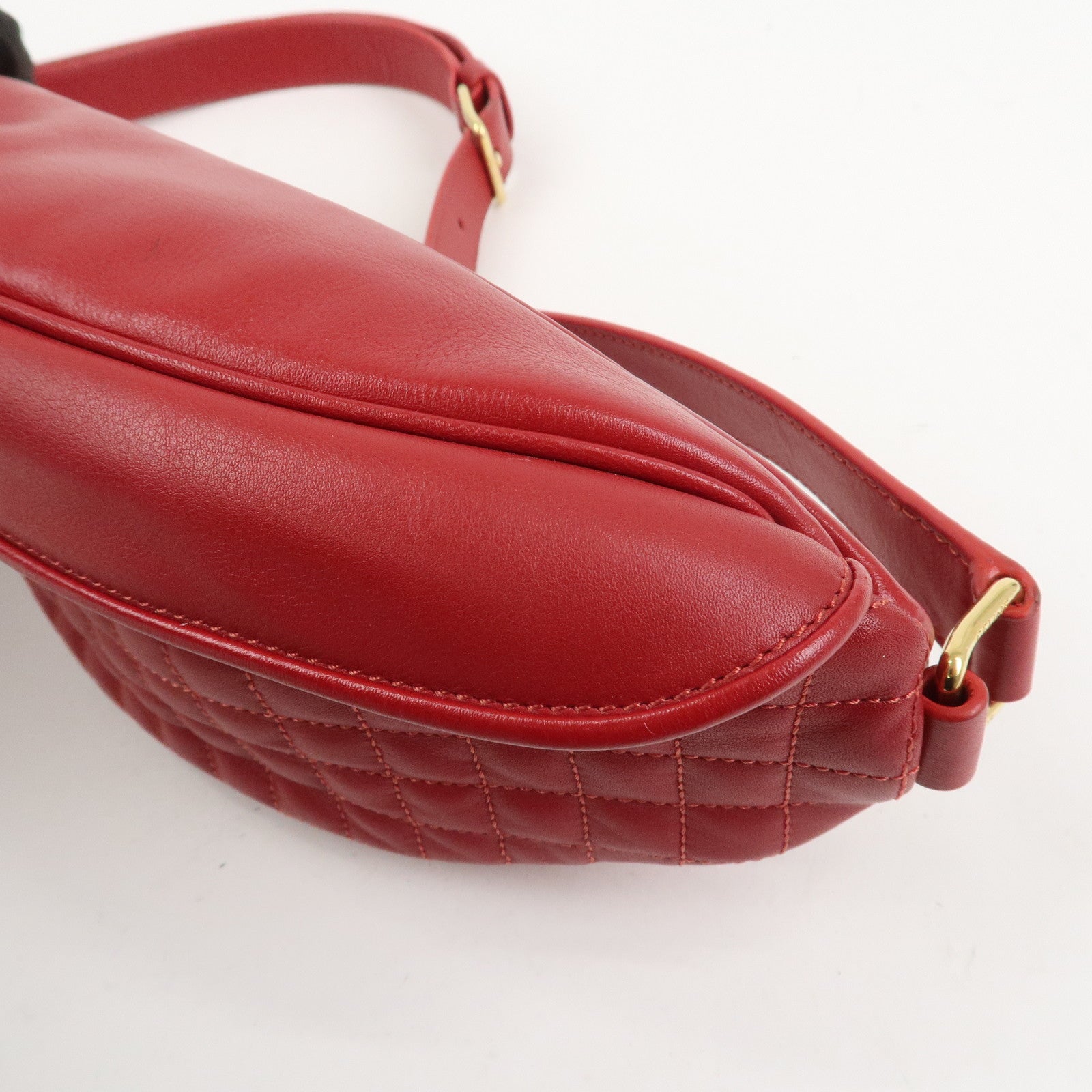 CELINE Leather C Charm Waist Bag Body Bag Red
