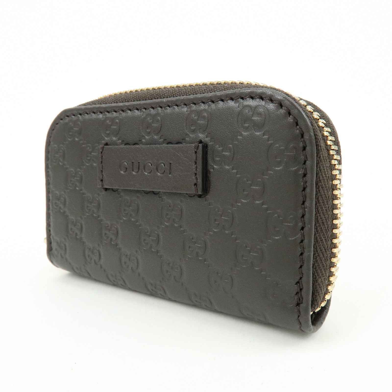 GUCCI Micro Guccissima Leather Coin Case Purse Dark Brown 449896