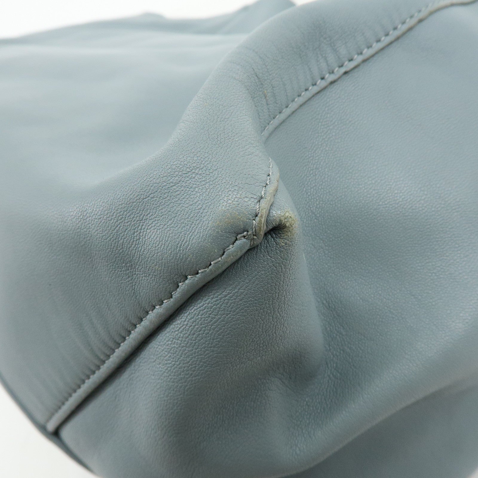 CELINE Horizontal Cabas Leather Tote Bag Shoulder Bag Light Blue