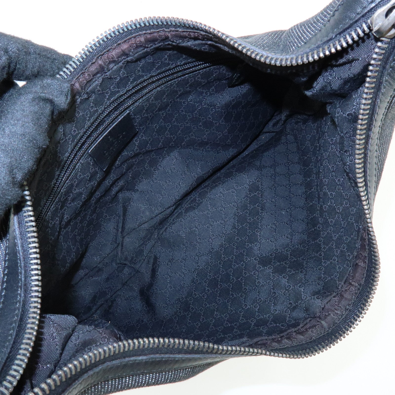 GUCCI Sherry Denim Leather Shoulder Bag Hand Bag Navy 01233