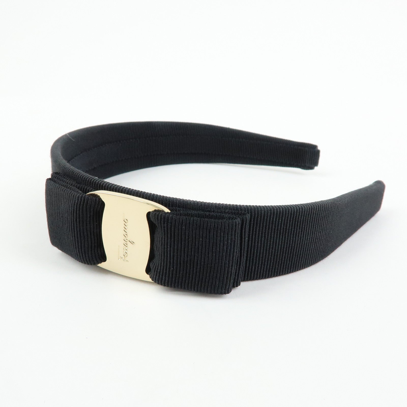 Ferragamo Vara Ribbon Viscose Headband Hair Accessory Black
