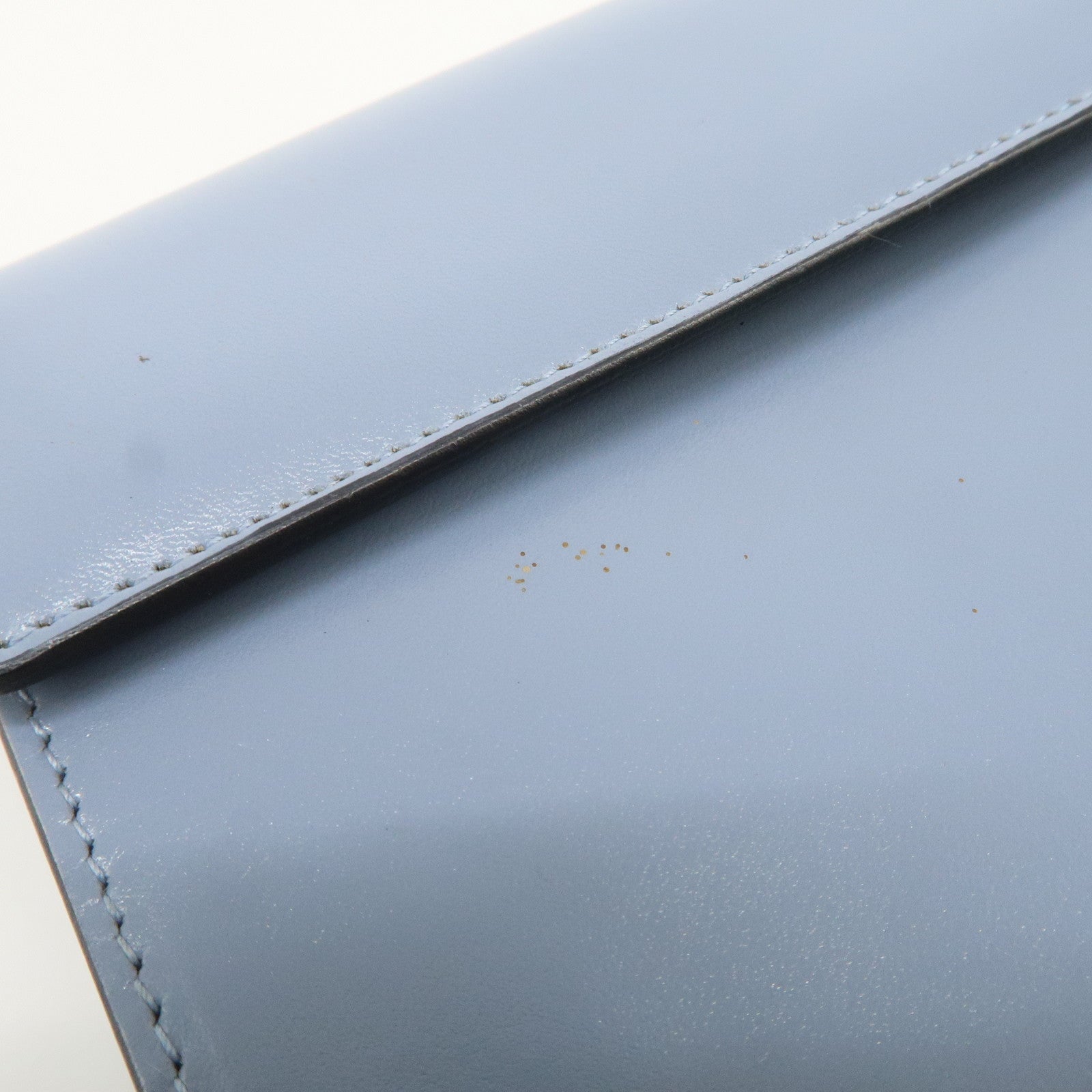 PRADA Logo Leather Shoulder Bag Crossbody Bag Light Blue