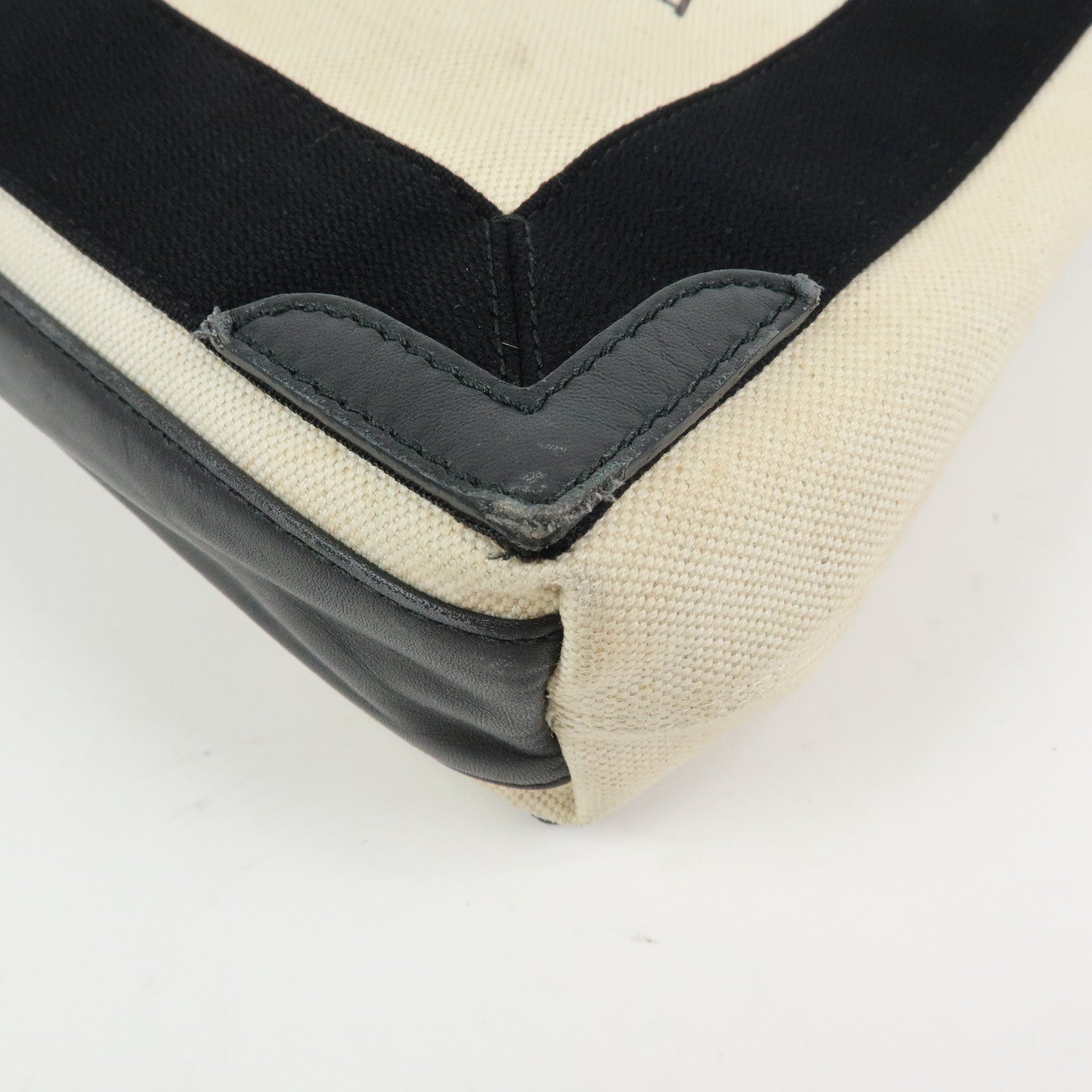 BALENCIAGA Navy Cabas XS Canvas Leather 2WAY Bag Ivory 390346