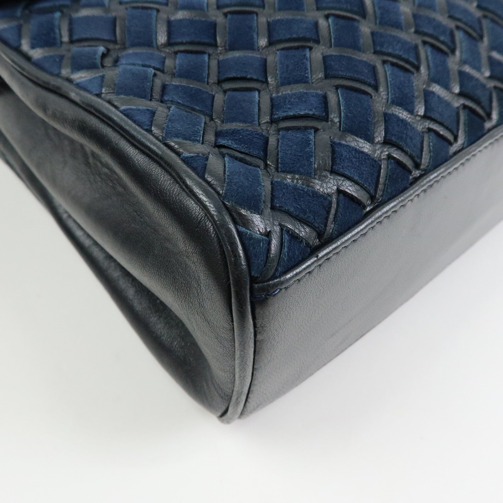 BALLY Suede Leather Shoulder Bag Crossbody Bag Dark Navy