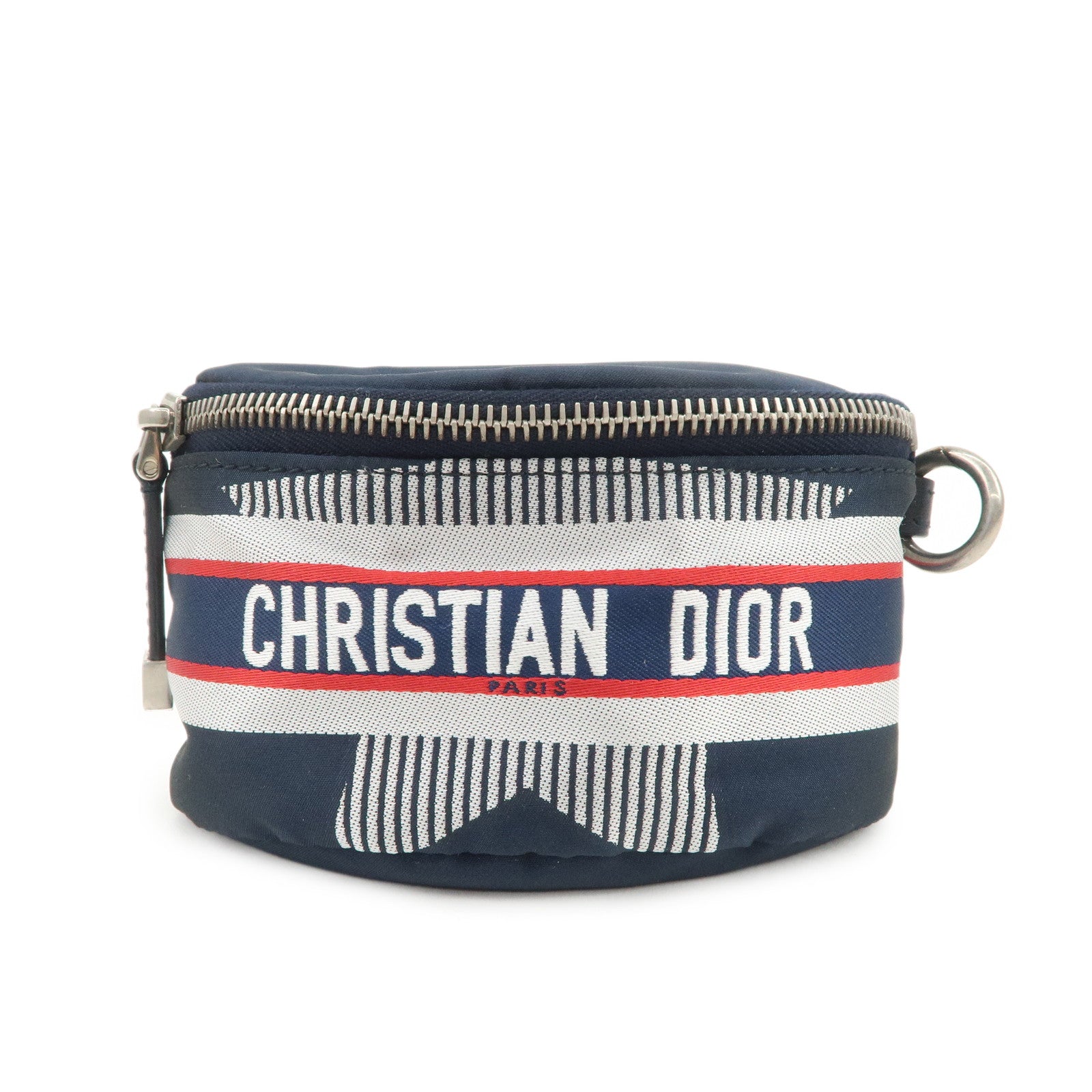 Christian Dior Alps Star Nylon Mini Pouch Navy Silver Red