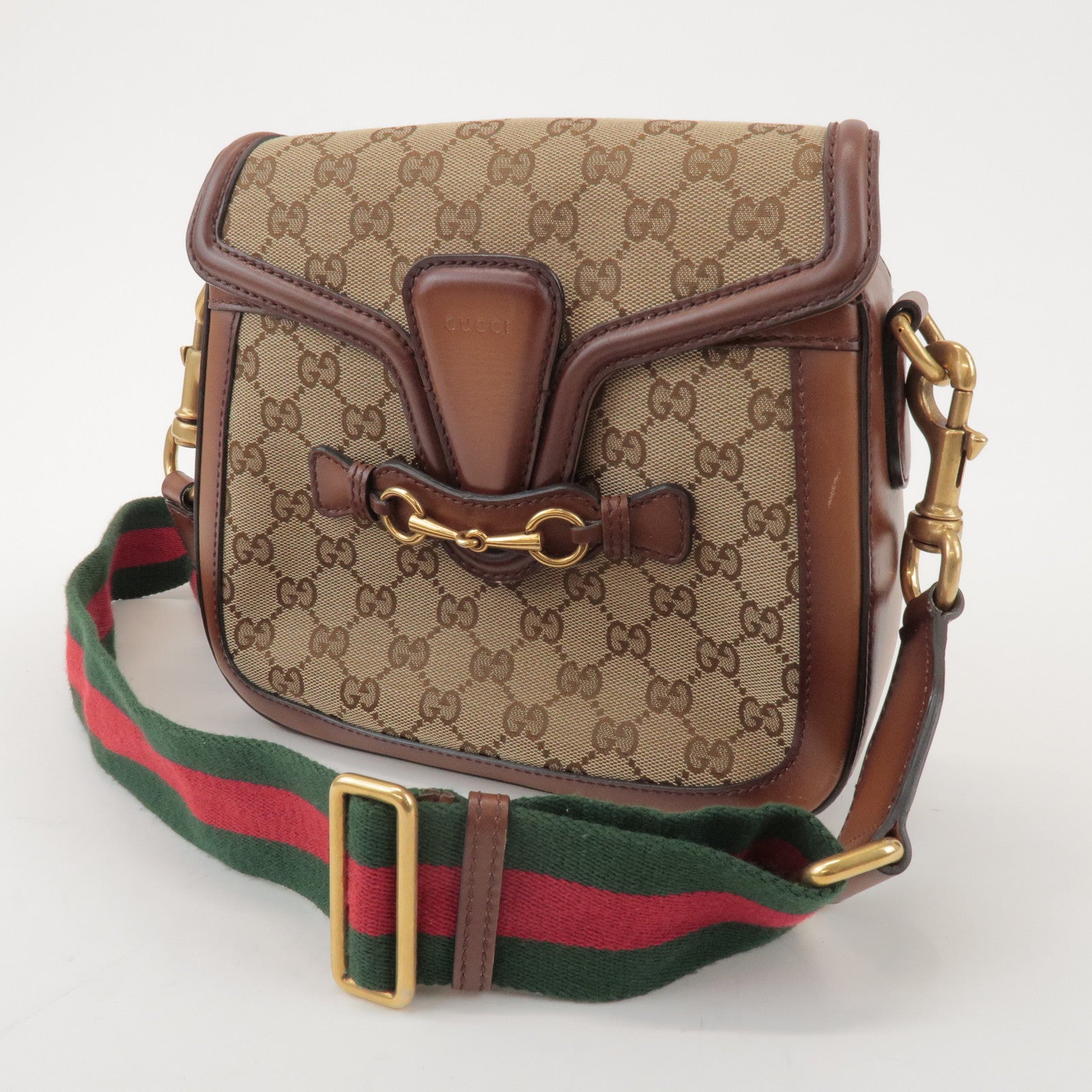 GUCCI Sherry GG Canvas Leather Lady Web Shoulder Bag 383848