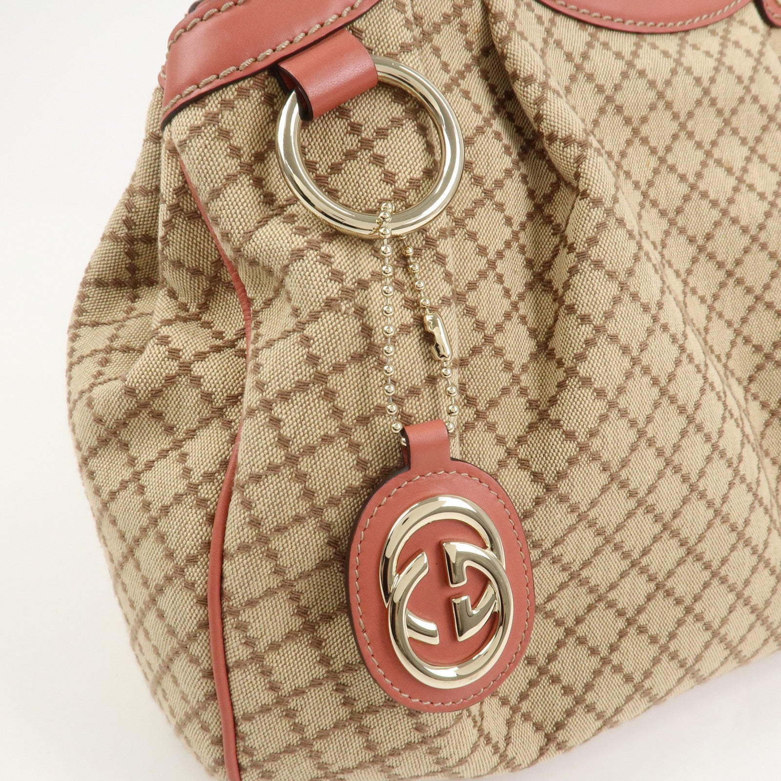 GUCCI Diamante Sukey Interlocking G Tote Bag Hand Bag Brown 211944