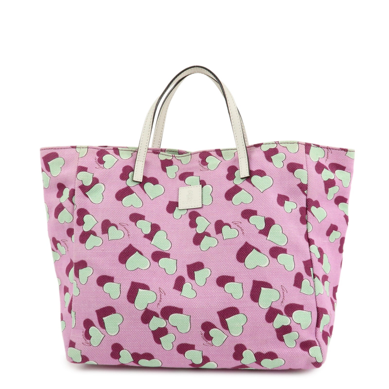 GUCCI Children's Canvas Leather Tote Bag Hand Bag Pink Ivory 284721 Used