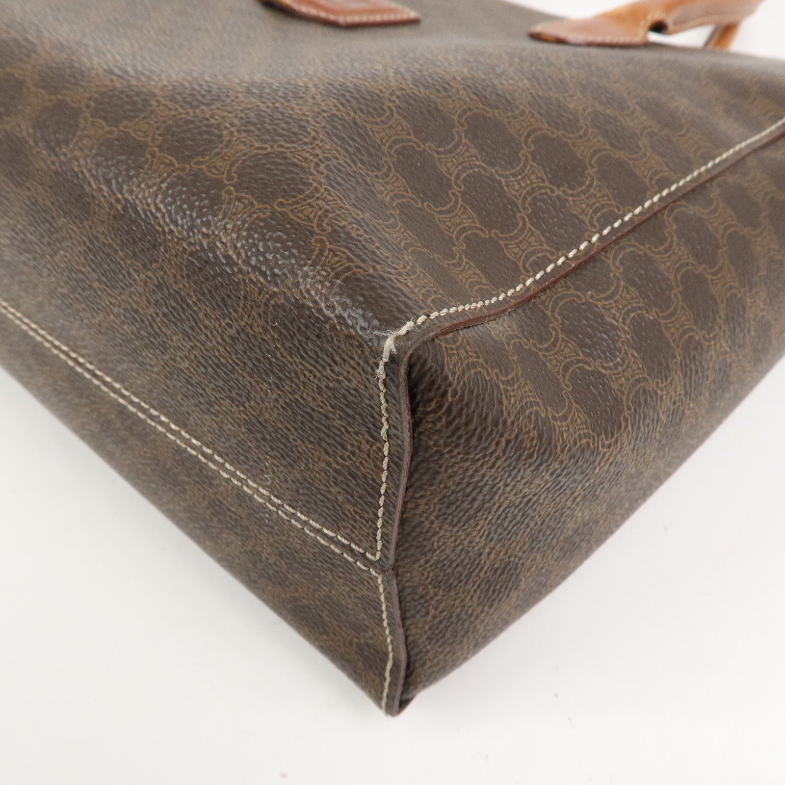 CELINE Macadam PVC Leather Tote Bag Hand Bag Brown