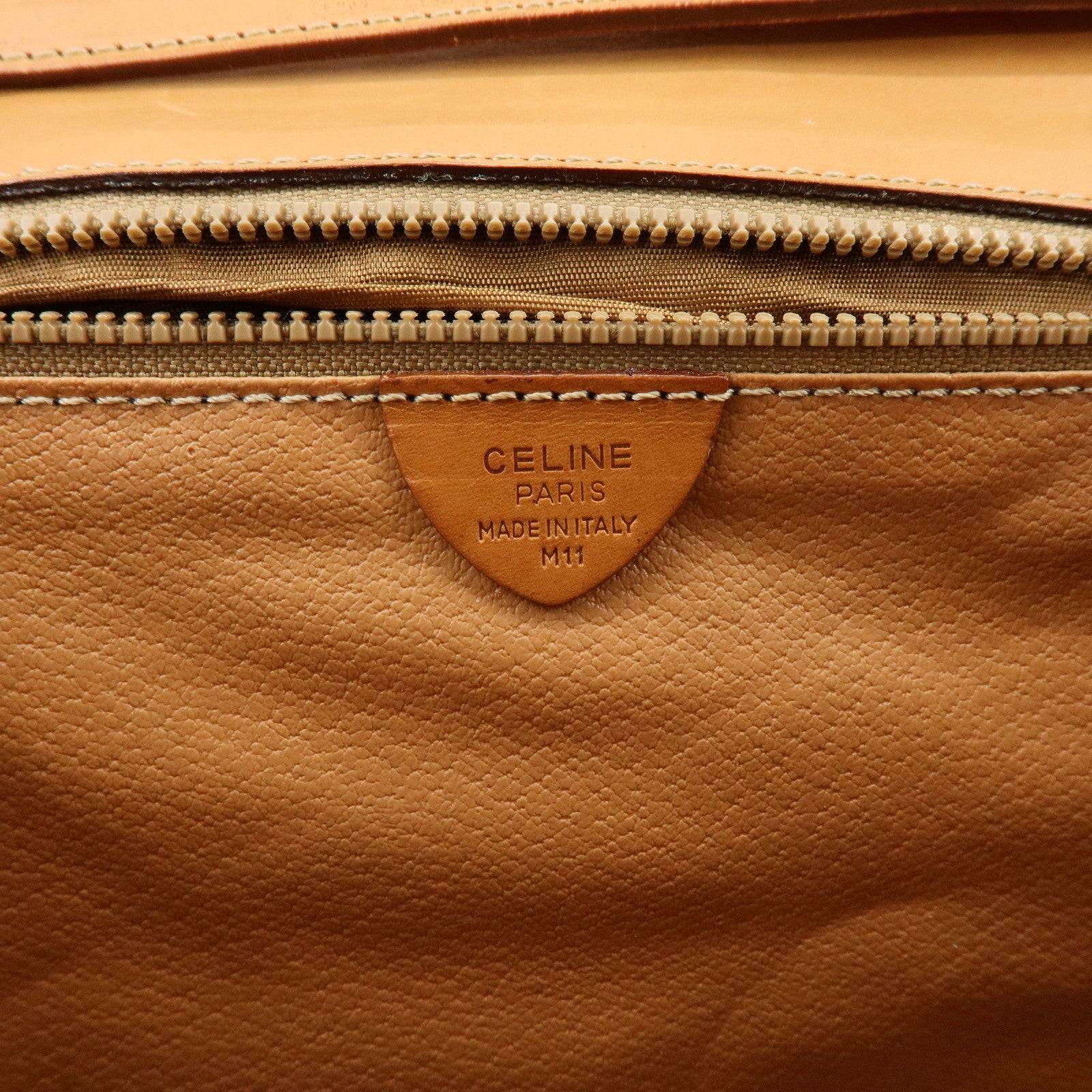 CELINE Macadam PVC Leather Shoulder Bag Clutch Bag Beige