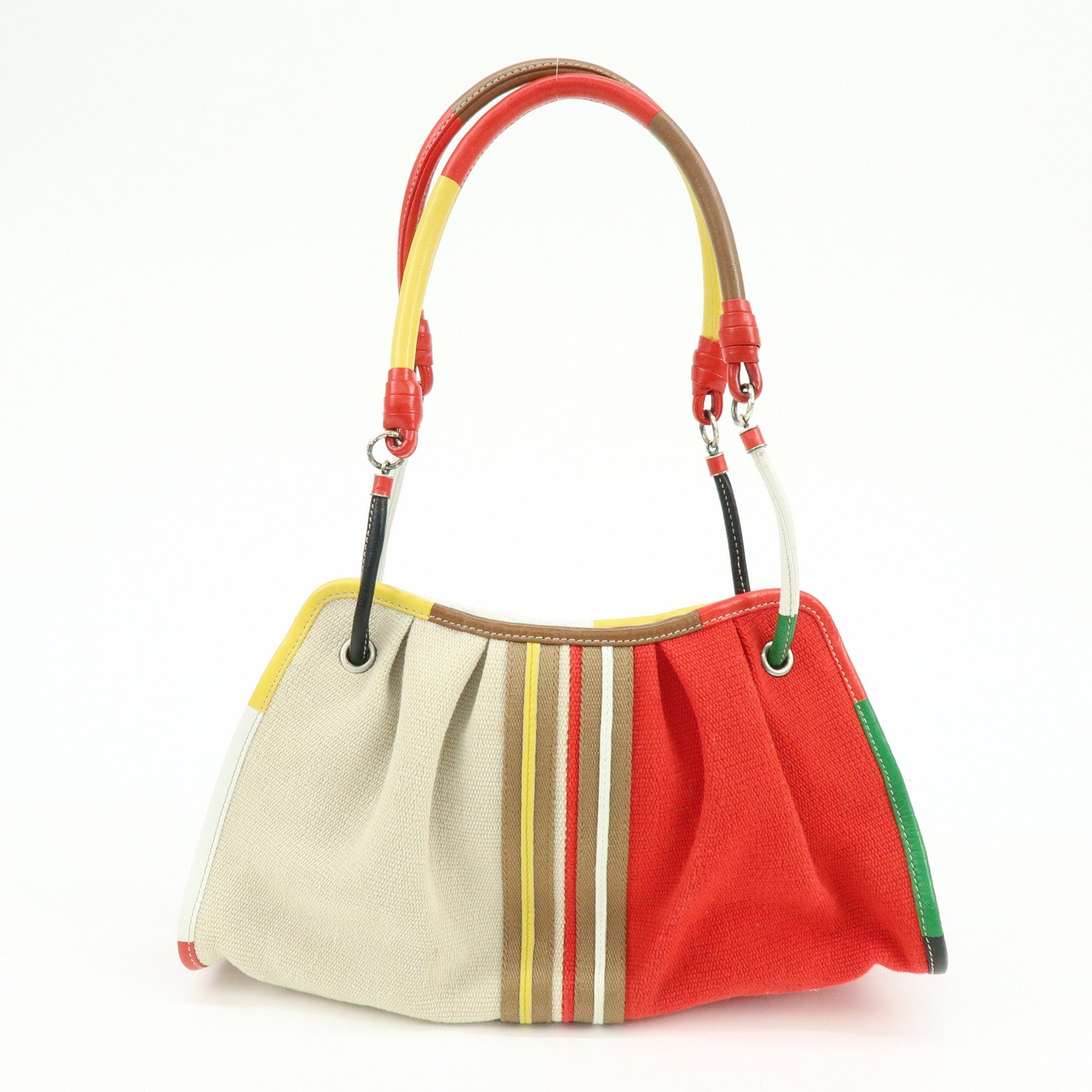 BOTTEGA VENETA Canvas Leather Shoulder Bag Hand Bag Multicolor