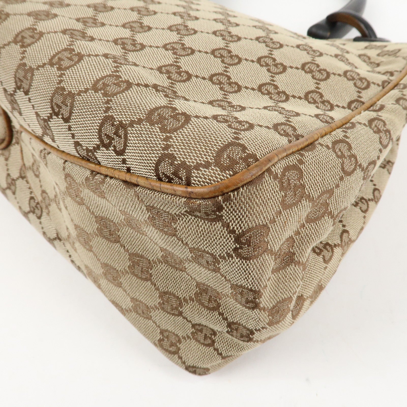 GUCCI GG Canvas Wood Handle Shoulder Bag Hand Bag Beige 106494 Used