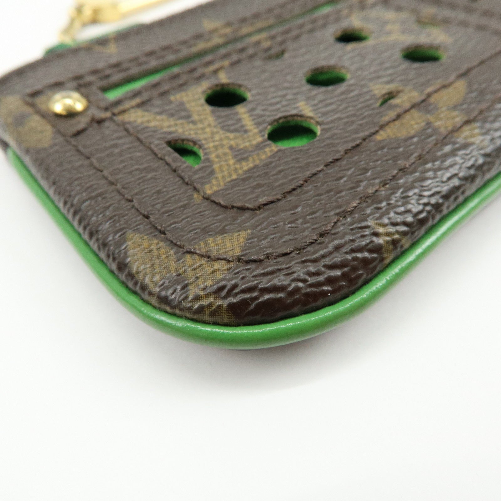 Louis Vuitton Monogram Perfo Pochette Cles Key Case Vert M95186