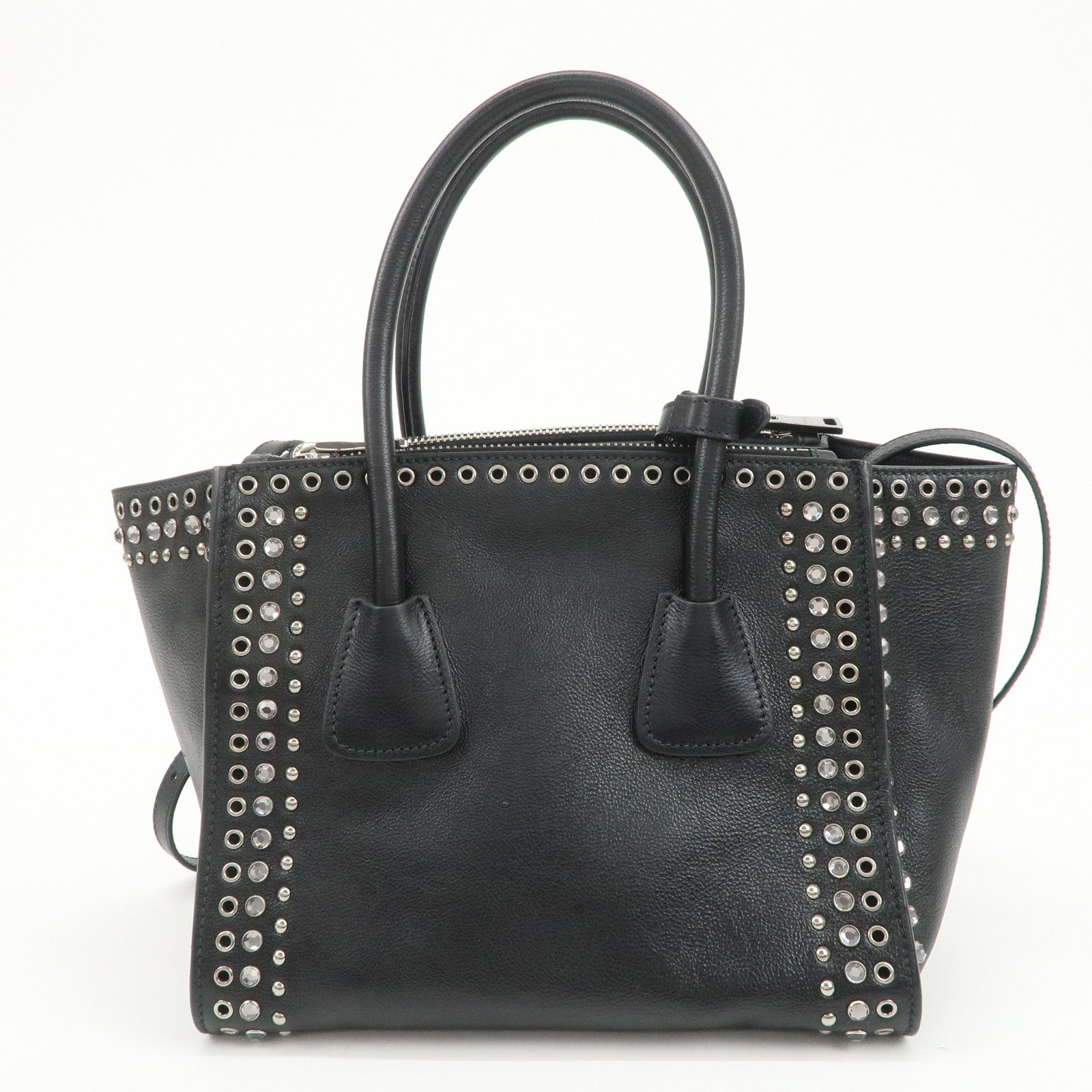 PRADA Triangle Logo Leather 2Way Bag Hand Bag Shoulder Bag B2625V