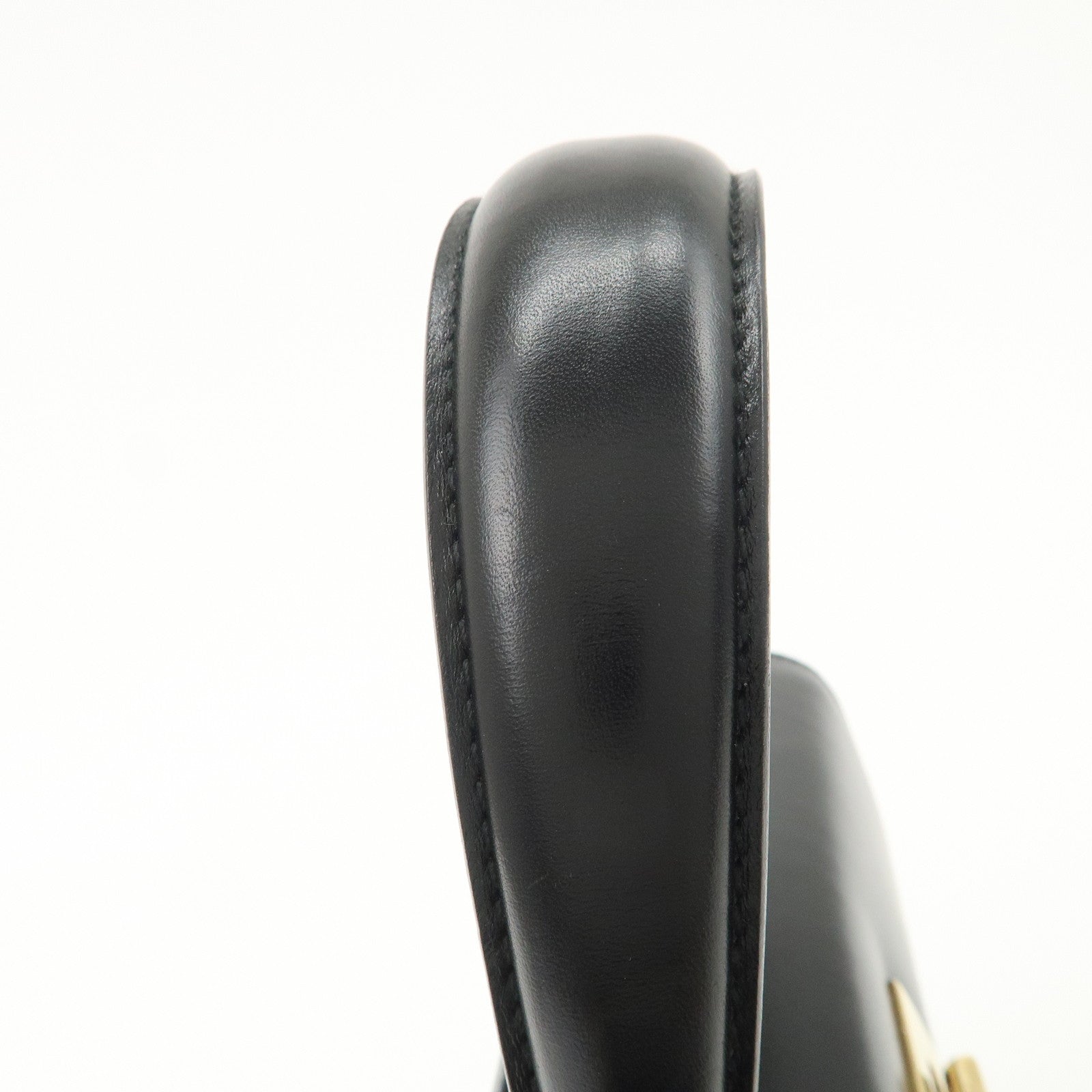 Ferragamo Gancini Leather 2Way Bag Hand Bag Shoulder Bag Black