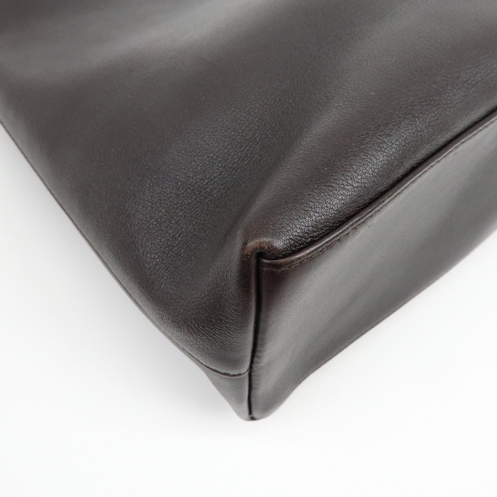 GUCCI Bamboo Leather Shoulder Bag Hand Bag Dark Brown 001・3244