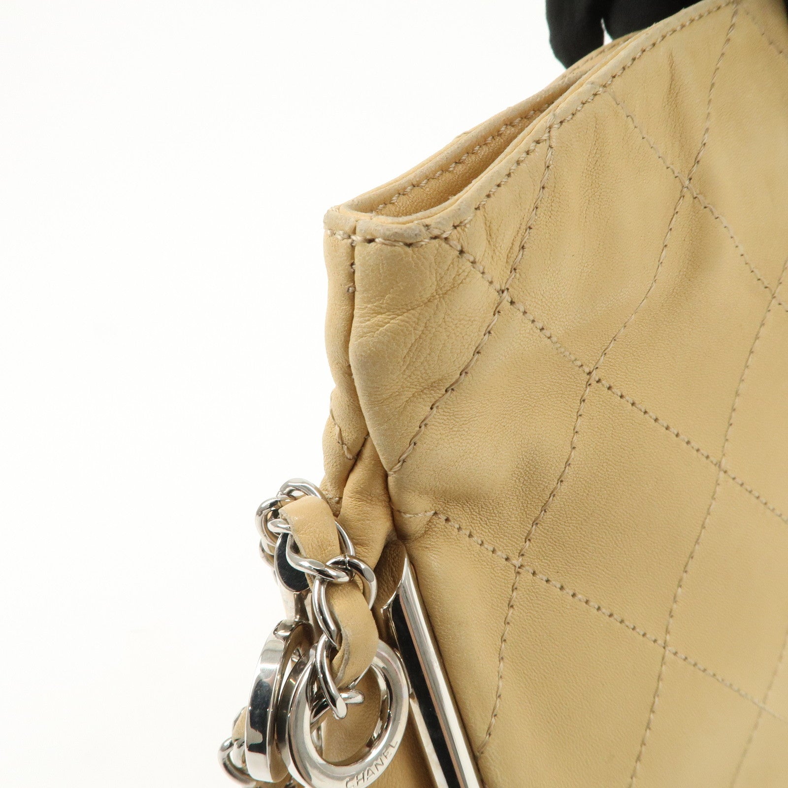 CHANEL Matelasse Lamb Skin Chain Shoulder Bag Beige A29285 Used