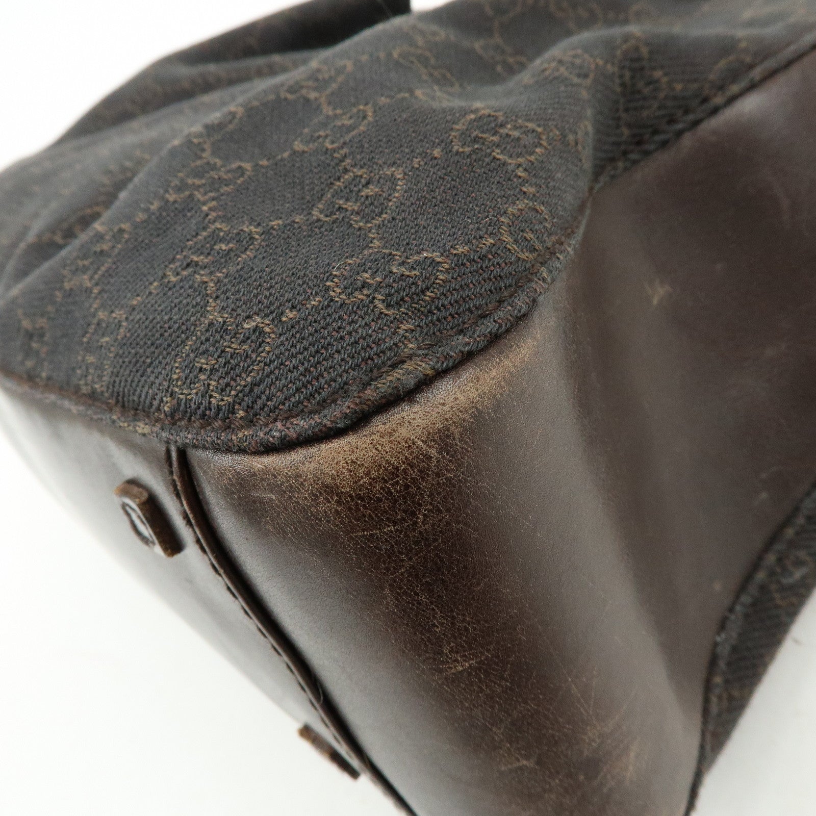 GUCCI GG Monogram Canvas Leather Shoulder Hand Bag Brown 101919