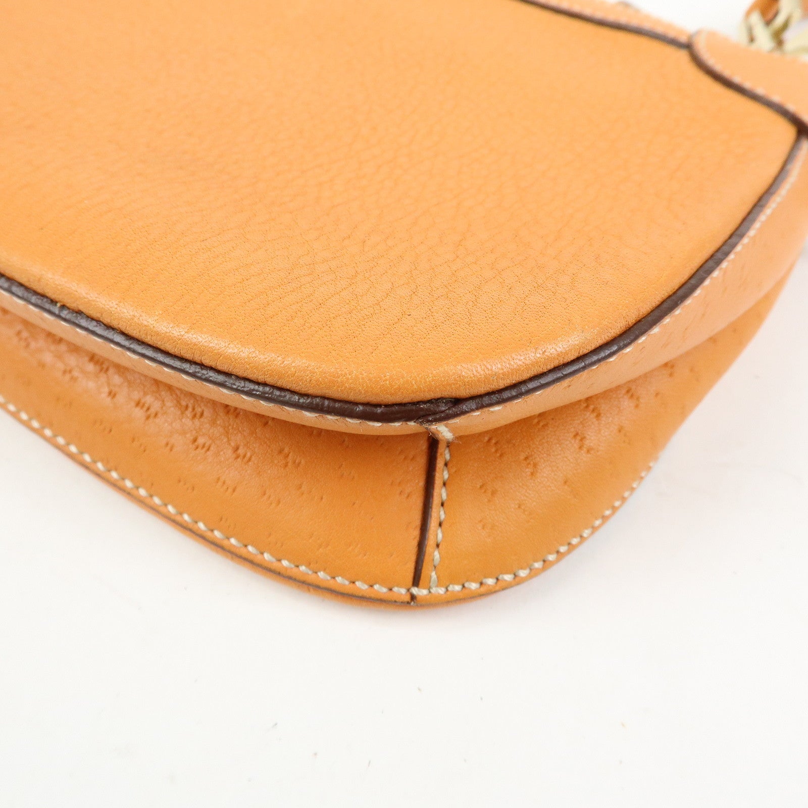 Ferragamo Gancini Leather Hand Bag Shoulder Bag Orange