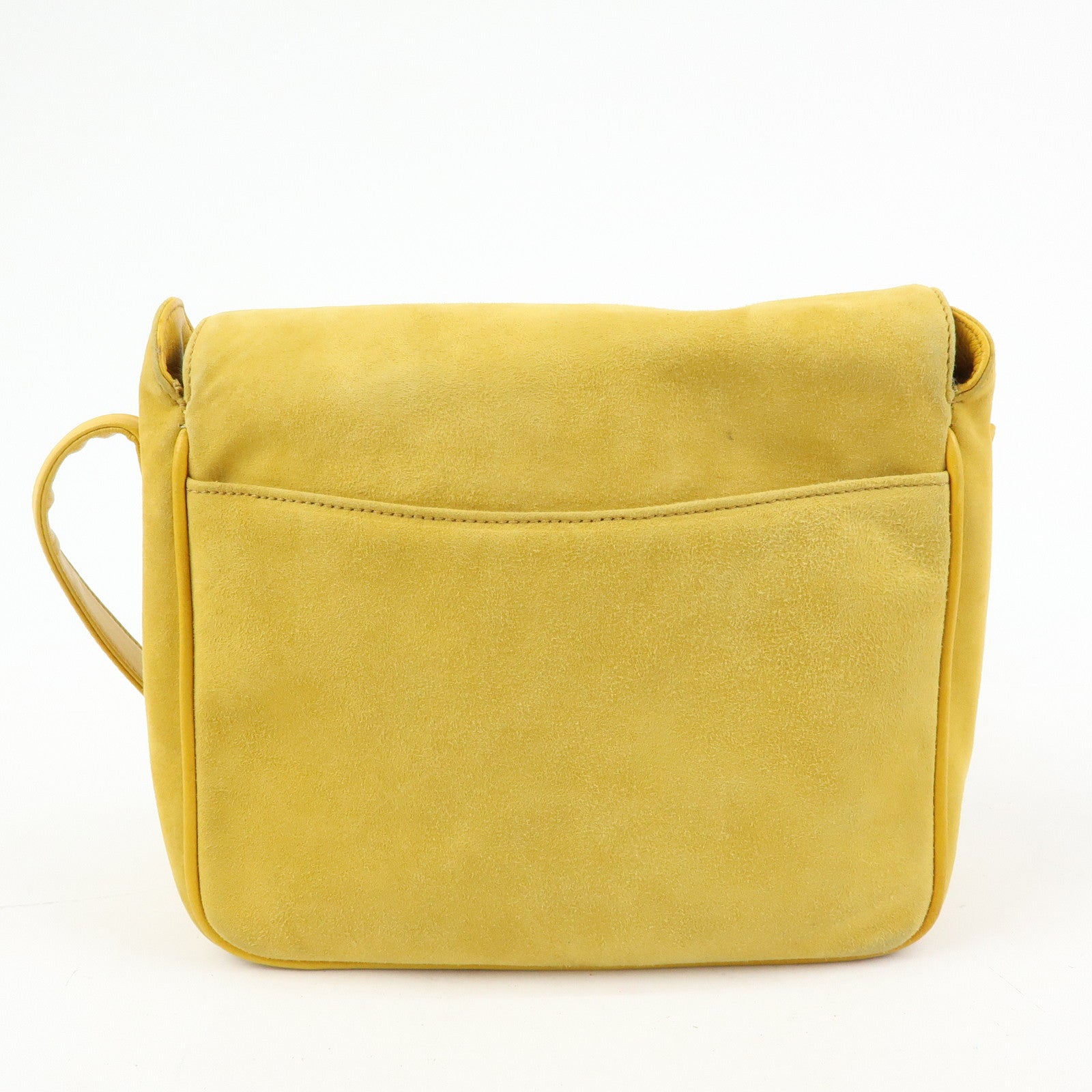 GUCCI Horsebit Suede Leather Shoulder Bag Yellow 007.3444