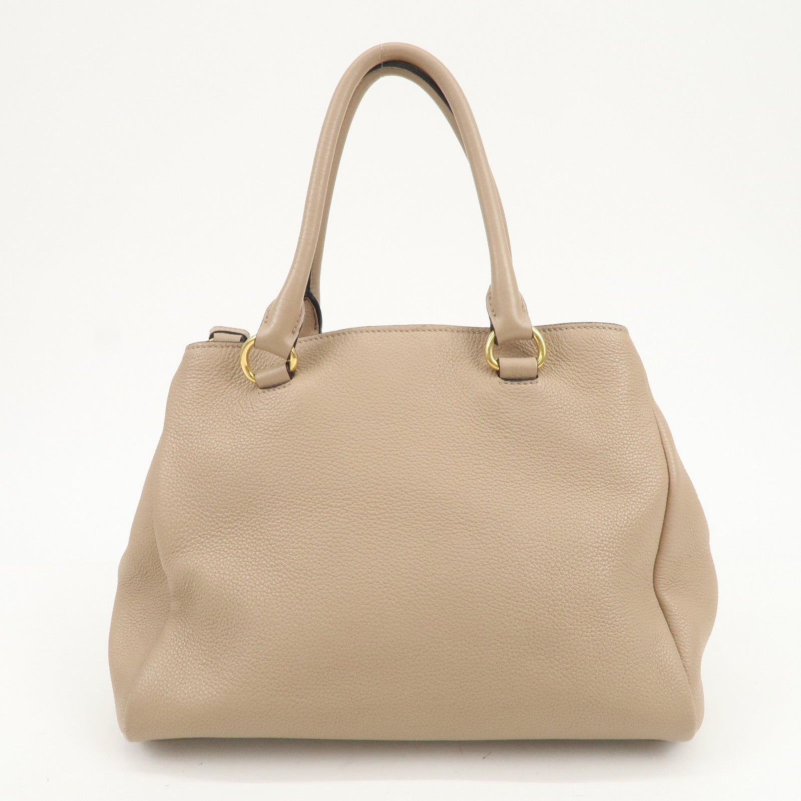 PRADA Logo Leather 2Way Shoulder Bag Hand Bag Pink Beige 1BG044