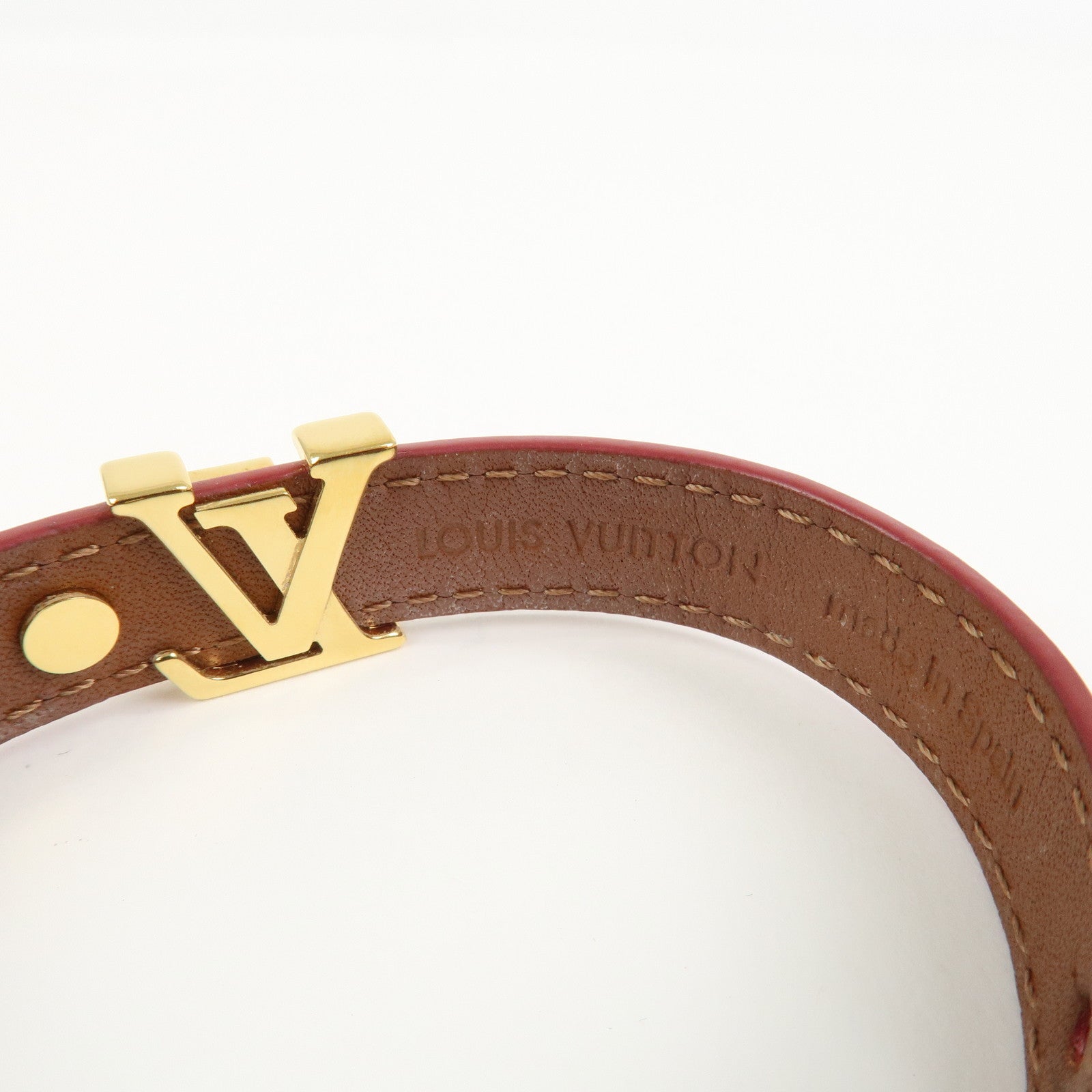 Louis Vuitton Iconic Leather Metal Bracelet Rouge Red M8106
