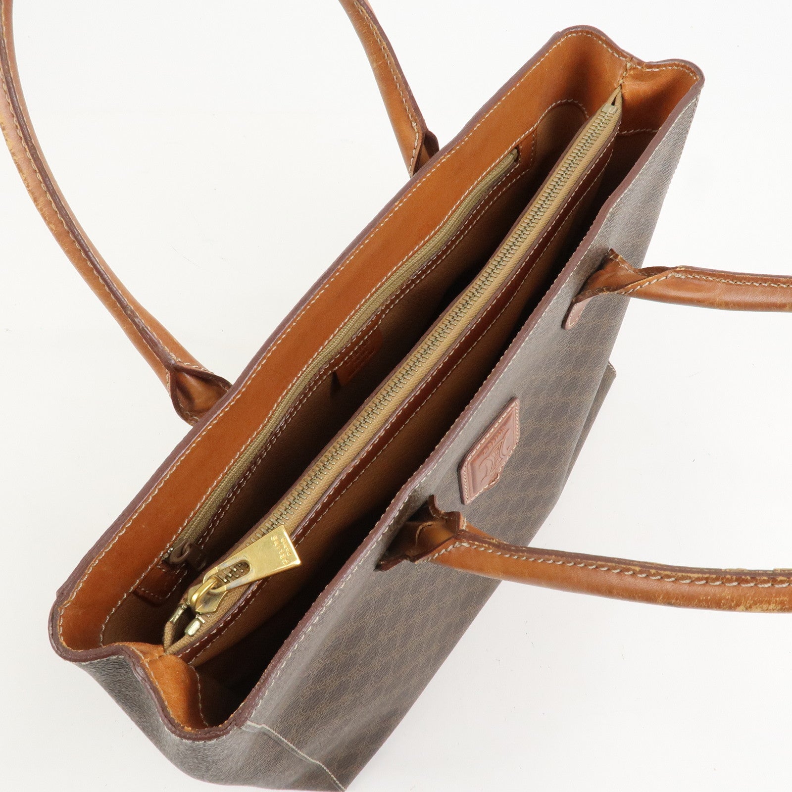 CELINE Macadam PVC Leather Tote Bag Hand Bag Brown