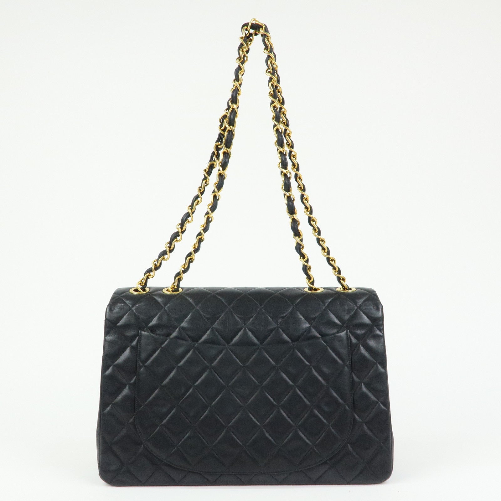 CHANEL Jumbo Matelasse 34 Lamb Skin Chain Shoulder Bag Black A01094