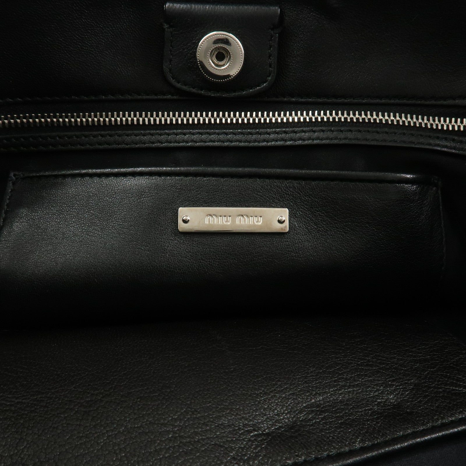 MIU MIU Matelasse Nappa Crystal 2Way Shoulder Bag Black 5BE896