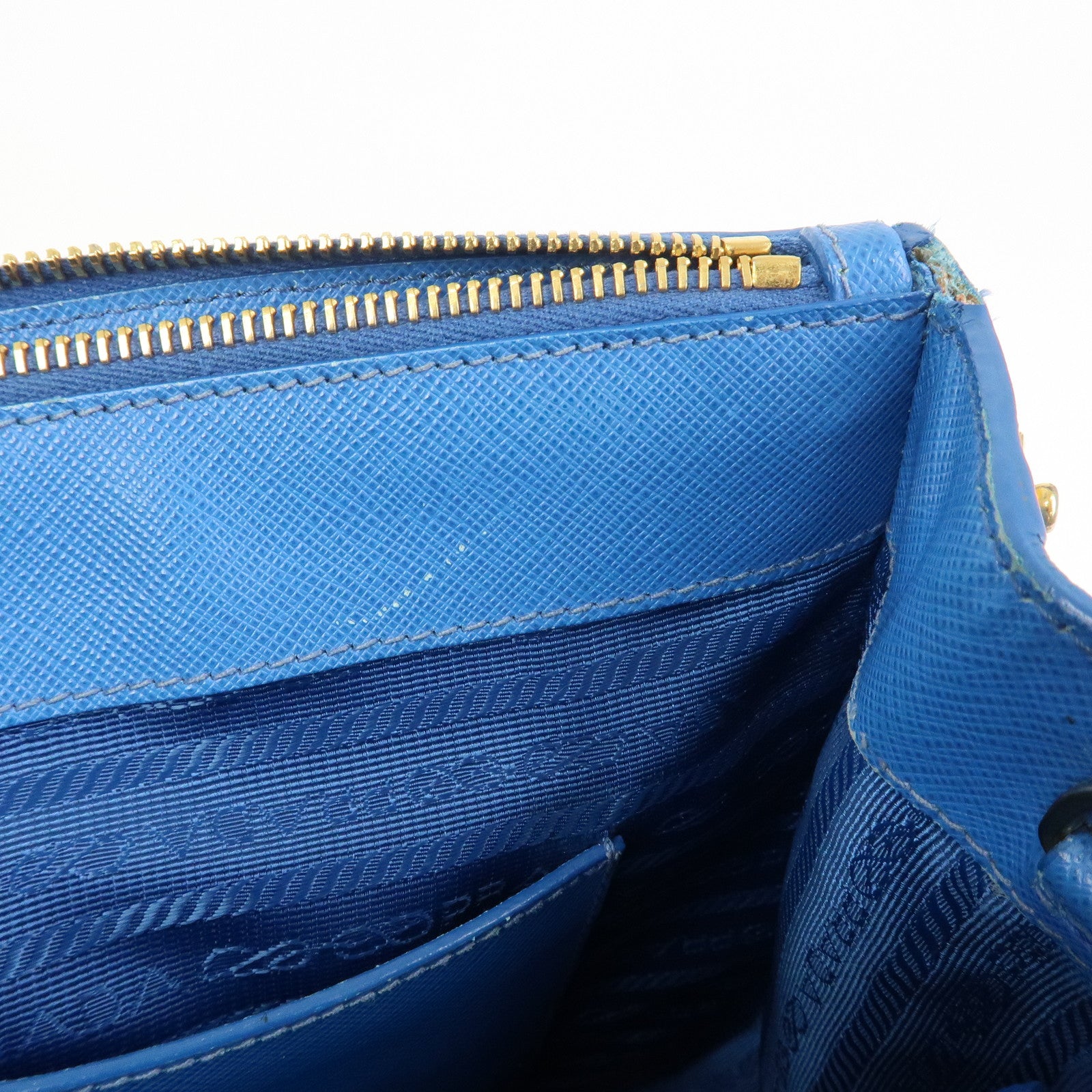 PRADA Triangle Logo Galleria Saffiano Leather 2Way Bag Blue 1BA274