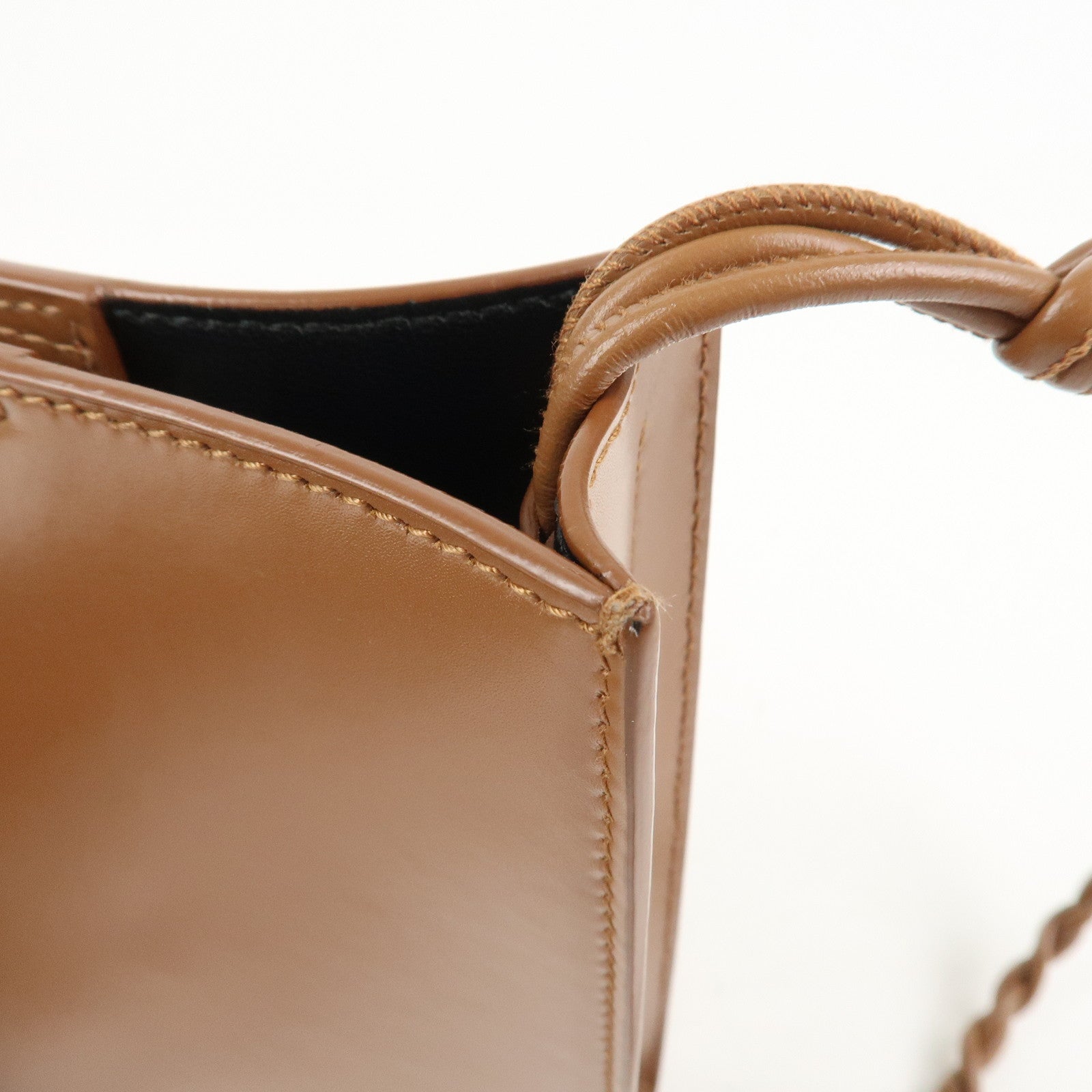 JIL SANDER Leather Tangle Small Shoulder Bag Crossbody Bag Brown