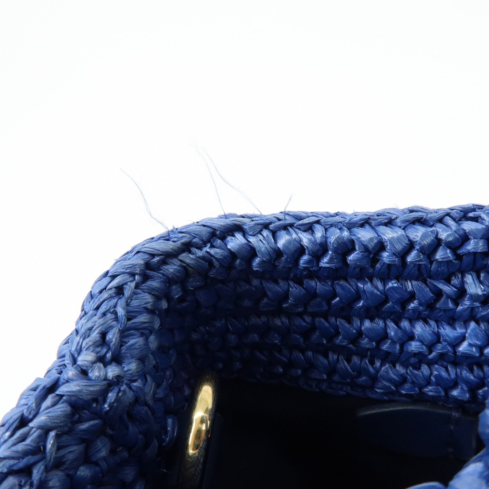 PRADA Triangle Logo Raffia 2Way Hand Bag Shoulder Bag Blue 1BG175