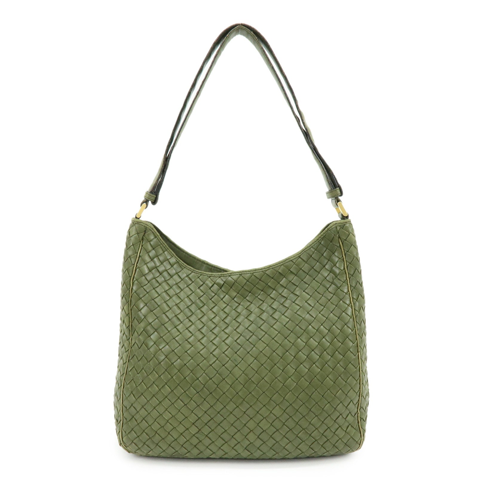 BOTTEGA VENETA Intrecciato Leather Shoulder Bag Crossbody Bag Green