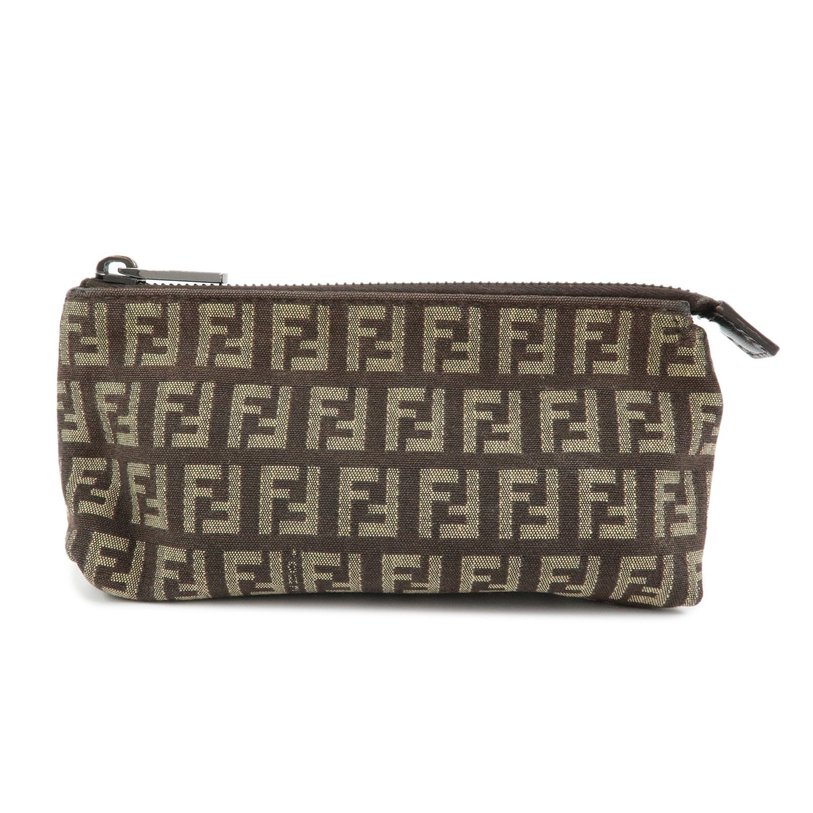 FENDI Zucchino Canvas Leather Mini Pouch Brown 7N0037
