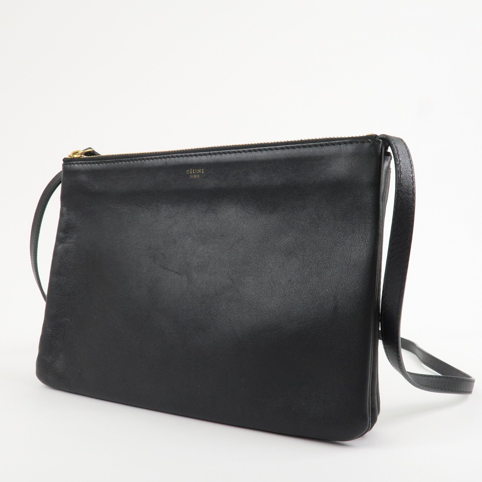 CELINE Calf Skin Trio Bag Shoulder Bag Crossbody Bag Black