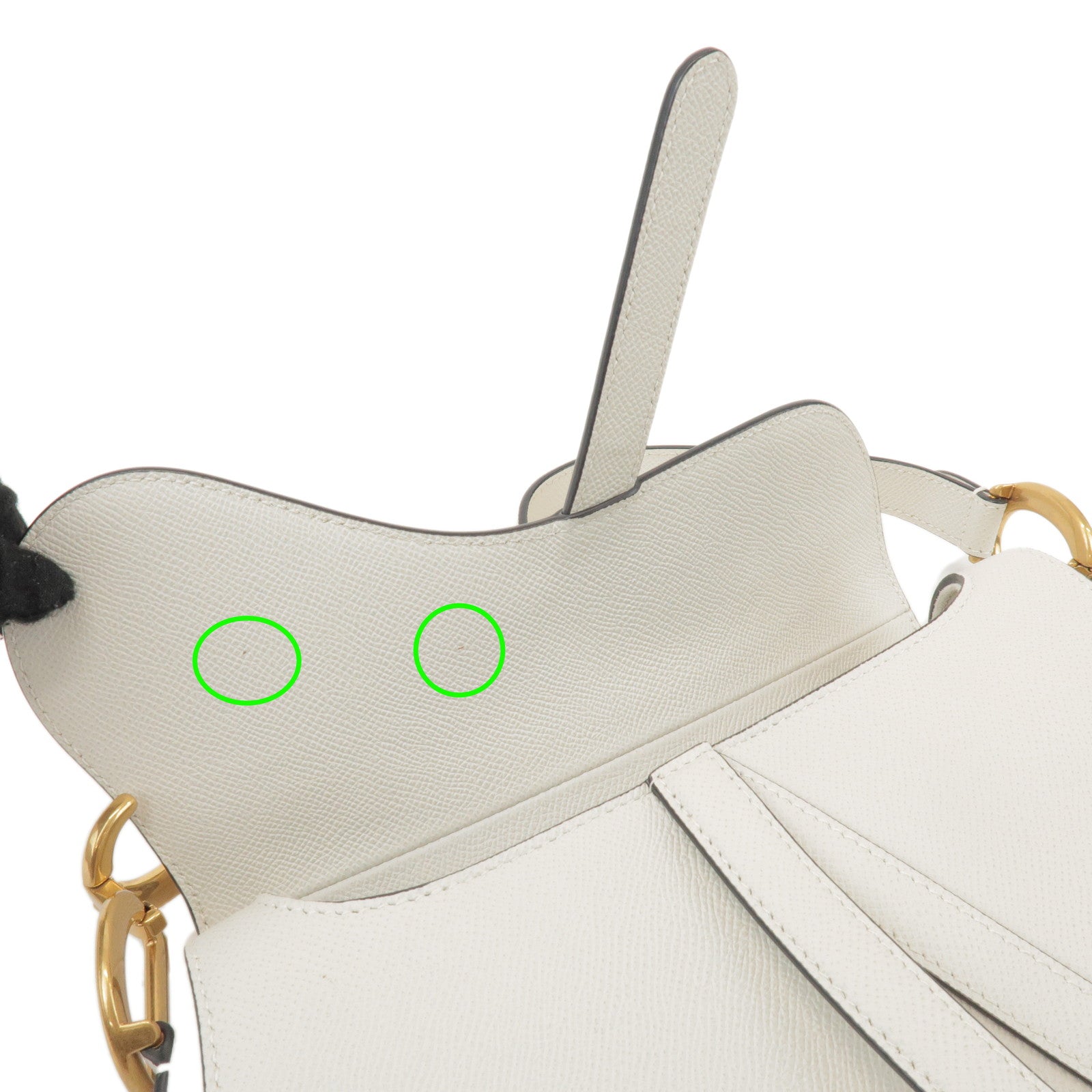 Christian Dior Leather Saddle Bag Hand Bag Shoulder Bag White