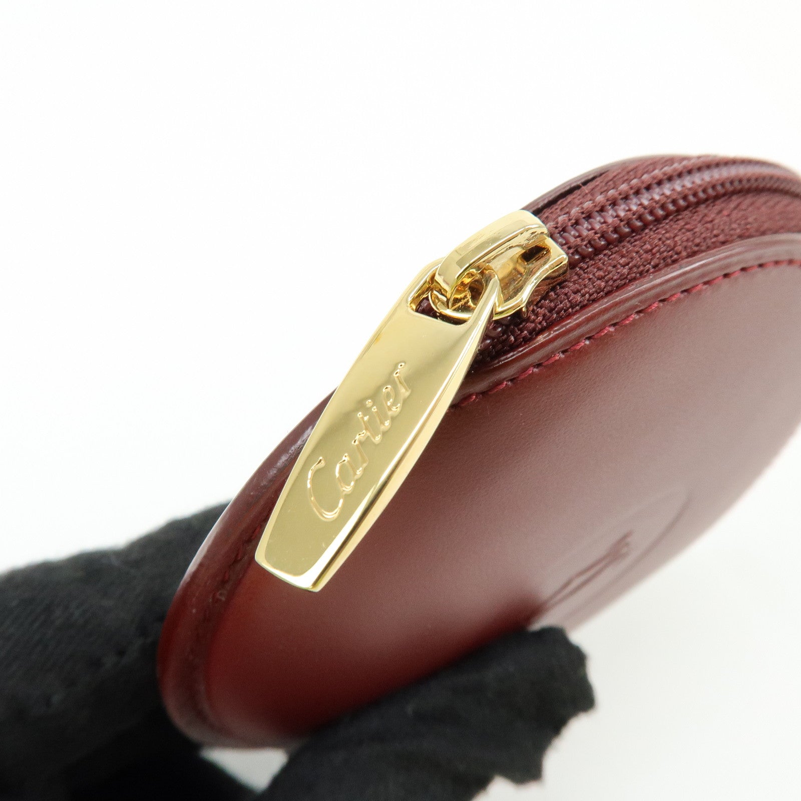 Cartier Must de Cartier Calf Skin Leather Coin Case Bordeaux
