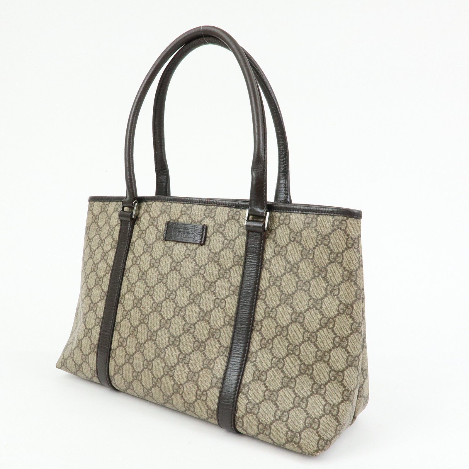 GUCCI GG Supreme Leather Tote Bag Shoulder Bag Beige Brown 114595