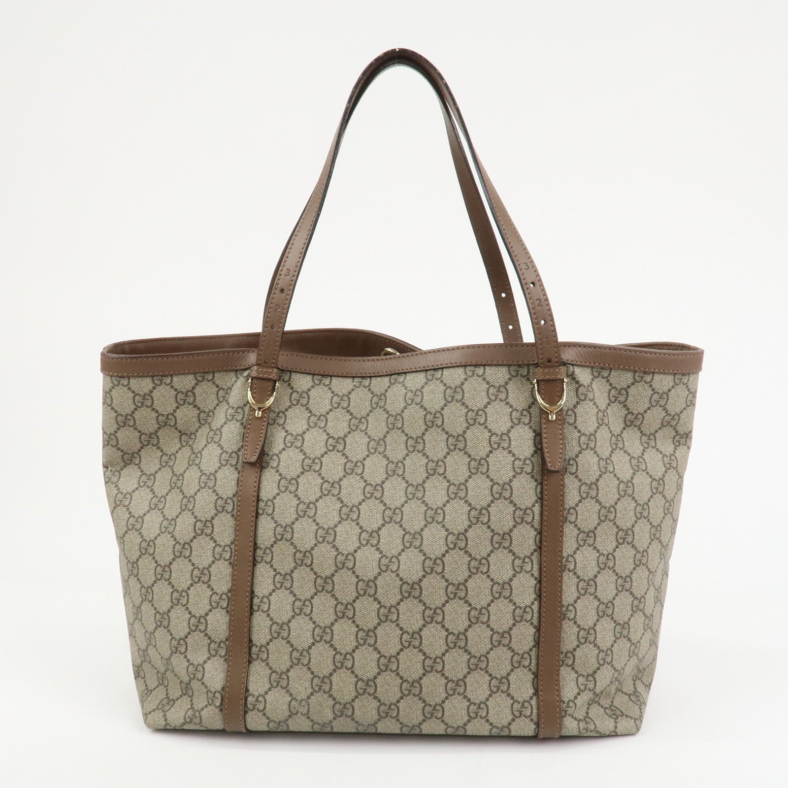 GUCCI GG Supreme Canvas Leather Tote Shoulder Bag Beige 309613